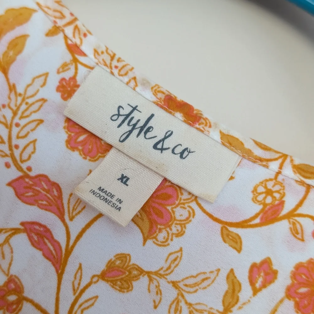 Style & Co. Floral Blouse - Orange and Red - Picture 3 of 3